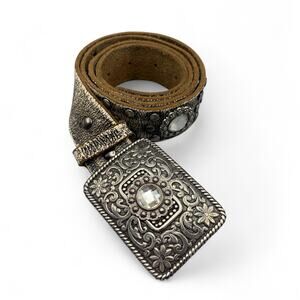 Ariat Limited Ed Size 36 Belt 1997 Buckle Rhinestone Studded Leather Weathered